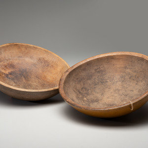 Two Turned Wood Dough Bowls 19th 2a2bcc