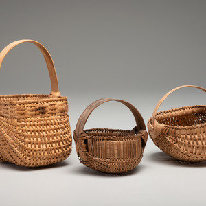 Three Miniature Woven Baskets 19th 2a2bd1
