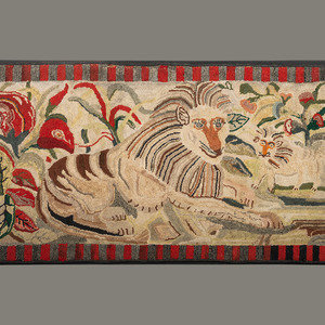 A Lion and Cub Hooked Rug Early 2a2c05