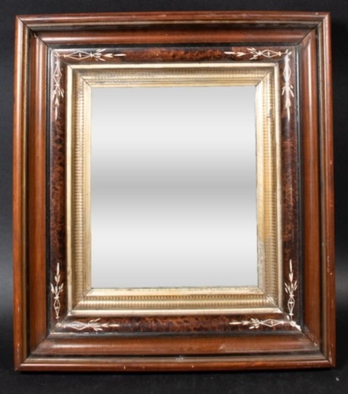 MAHOGANY AND STRIPED MAPLE MIRRORMahogany