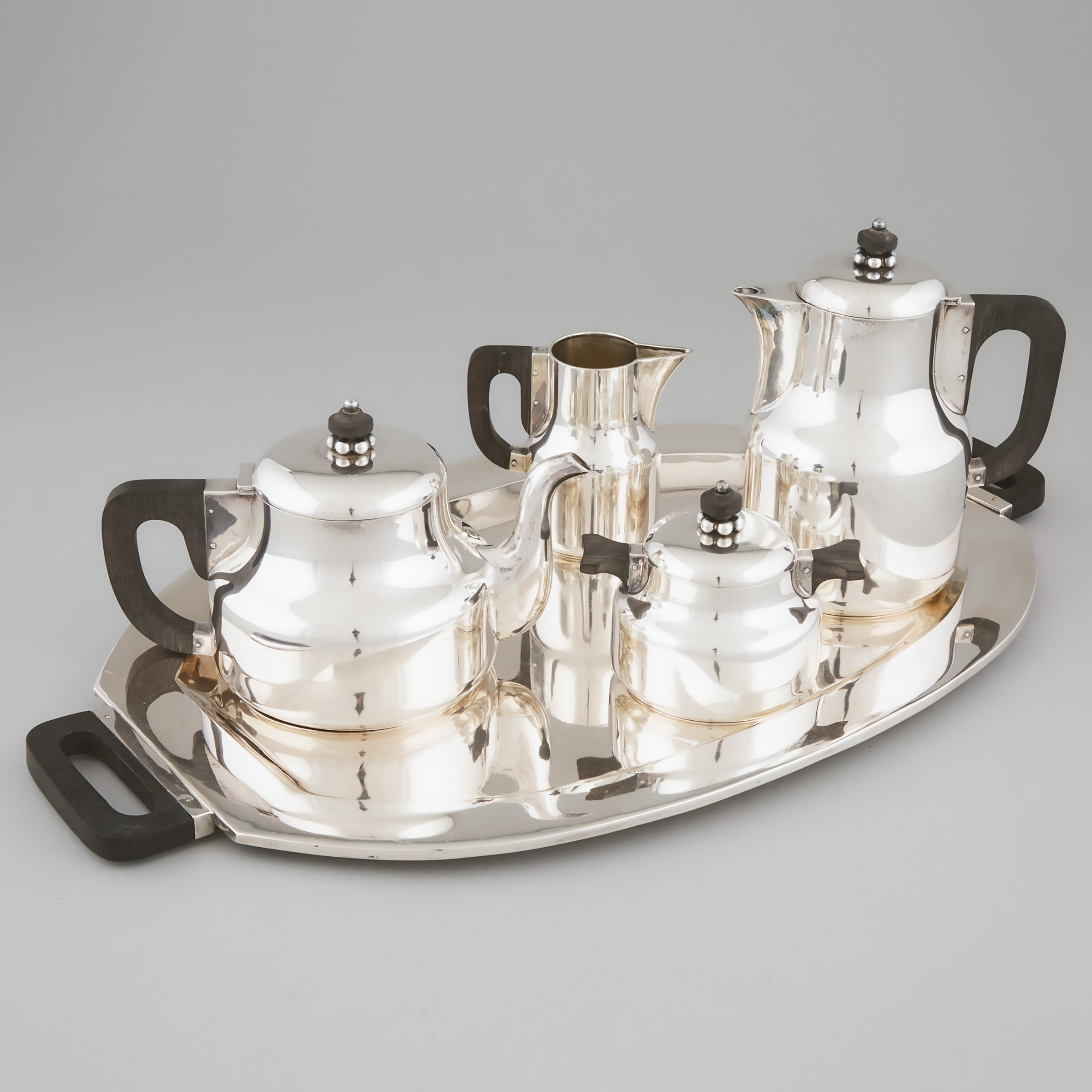 German Modernist Silver Tea and Coffee