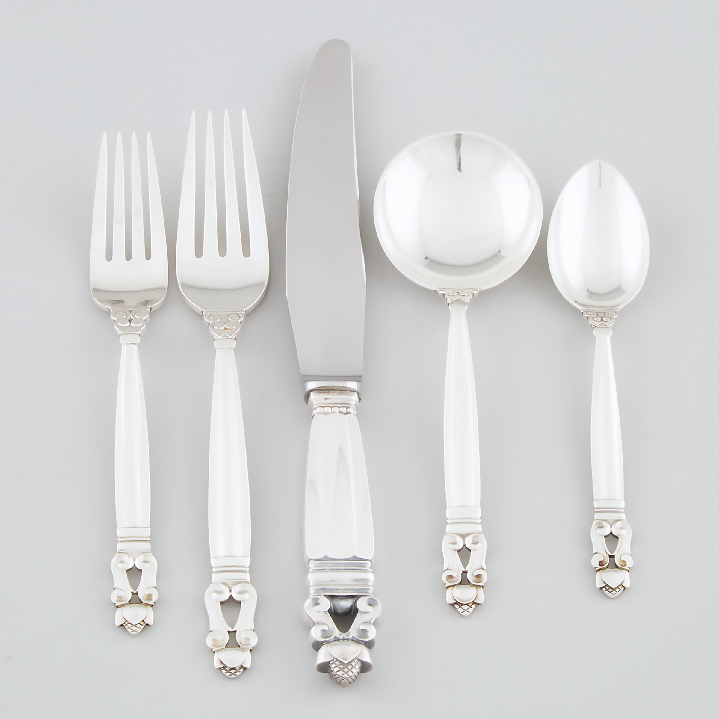 Danish Silver 'Acorn' Pattern Flatware