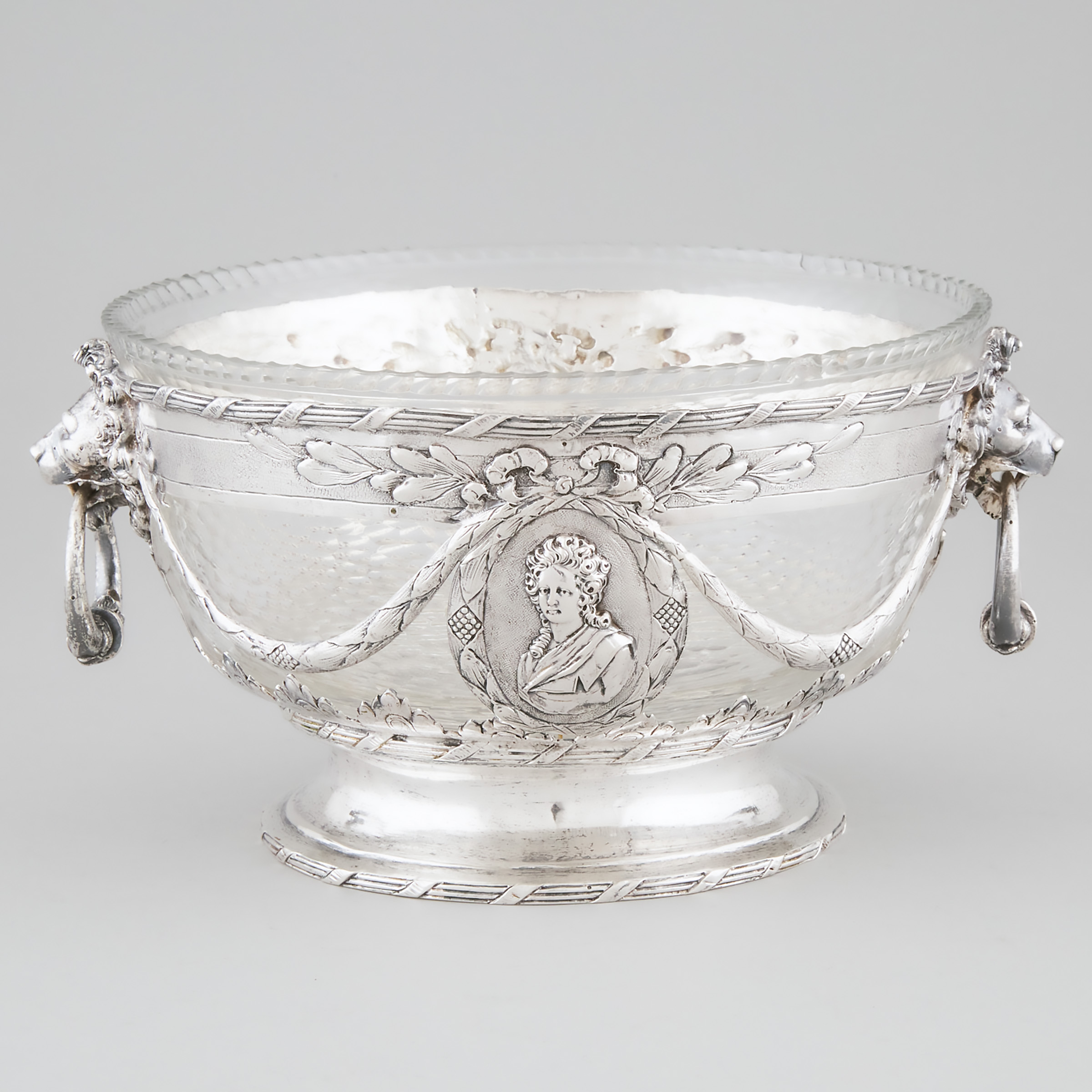 German Silver and Cut Glass Bowl  2a563a