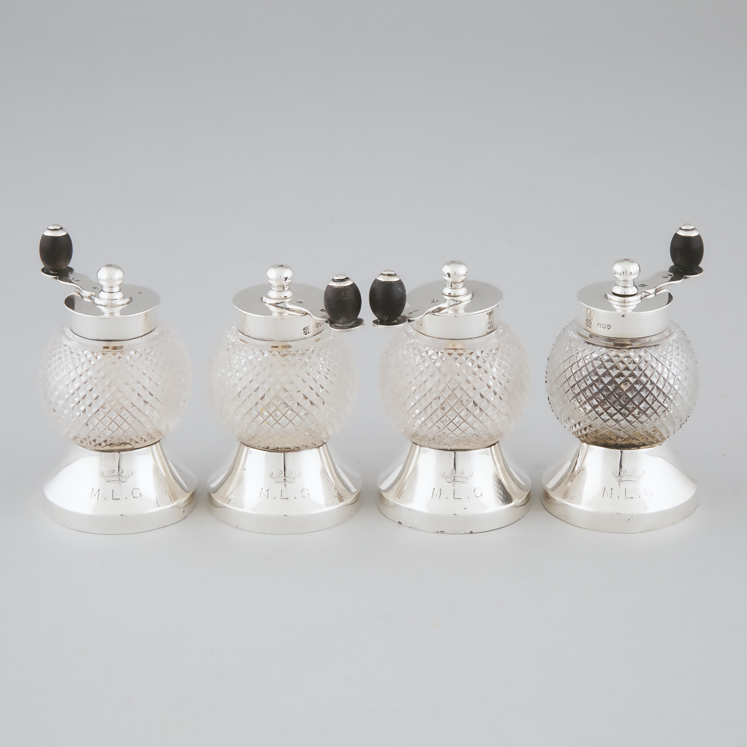 Four Victorian Silver and Cut Glass