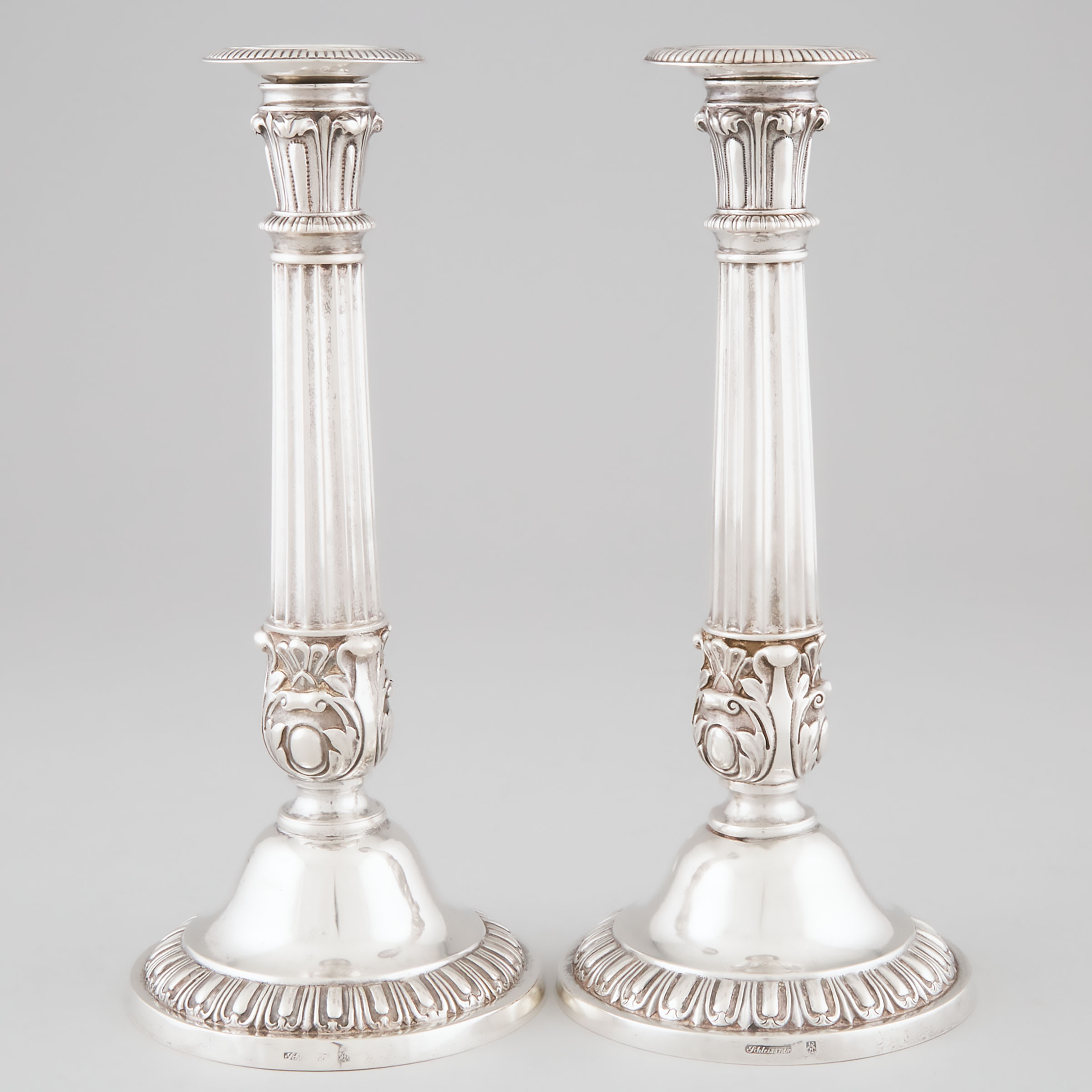 Pair of German Silver Table Candlesticks,