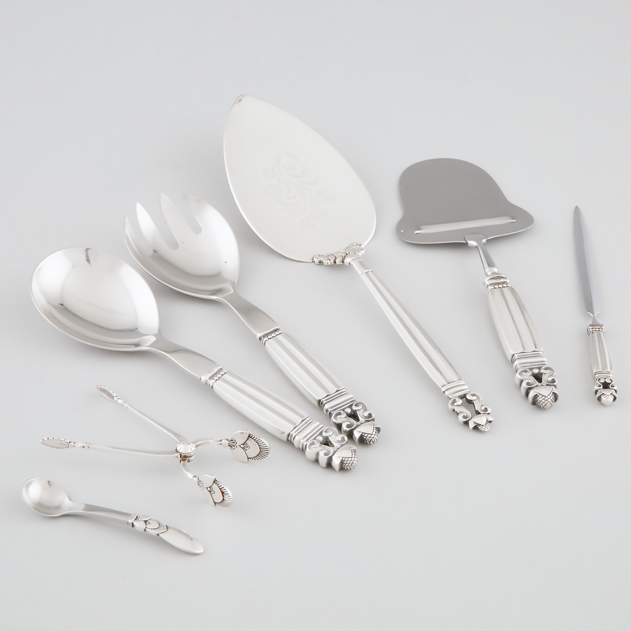 Group of Danish Silver Flatware,