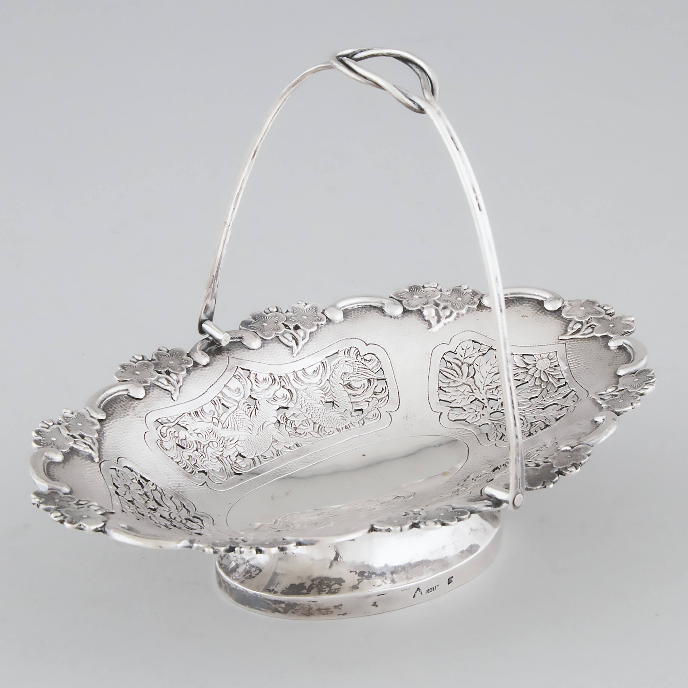 Chinese Export Silver Oval Basket  2a56a7