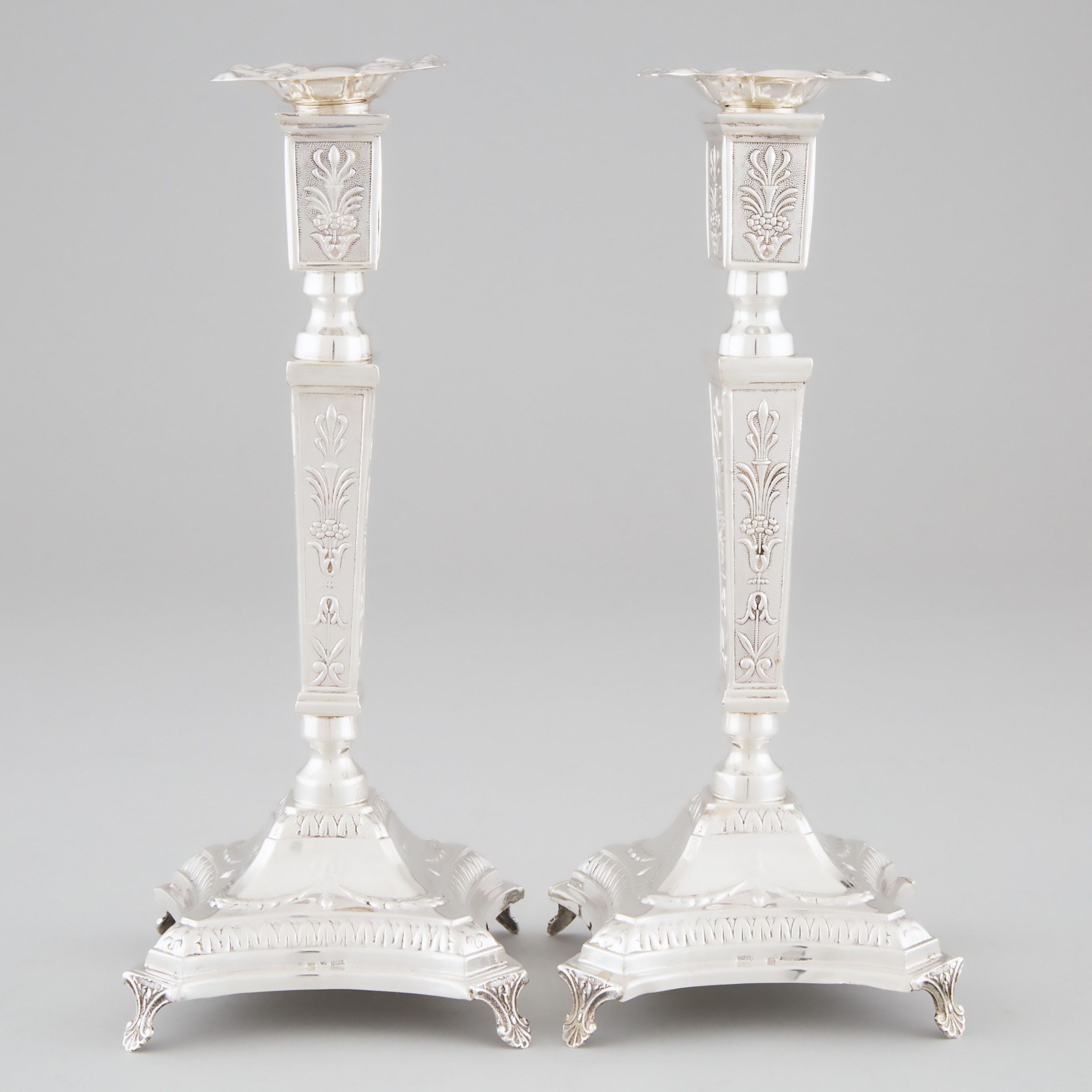 Pair of Israeli Silver Table Candlesticks,