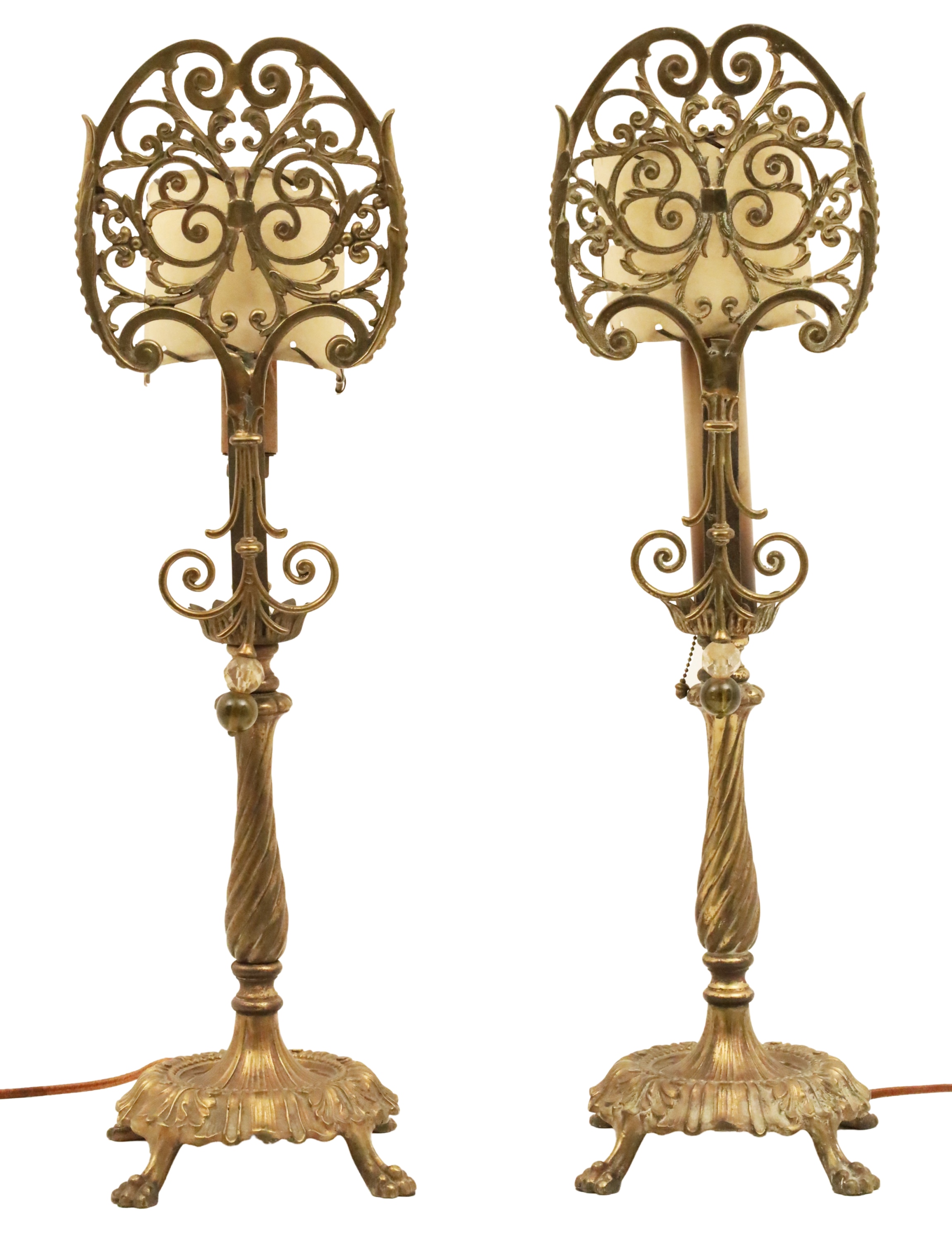 PAIR OF FRENCH METAL BOUDOIR LAMPS 2a57d2