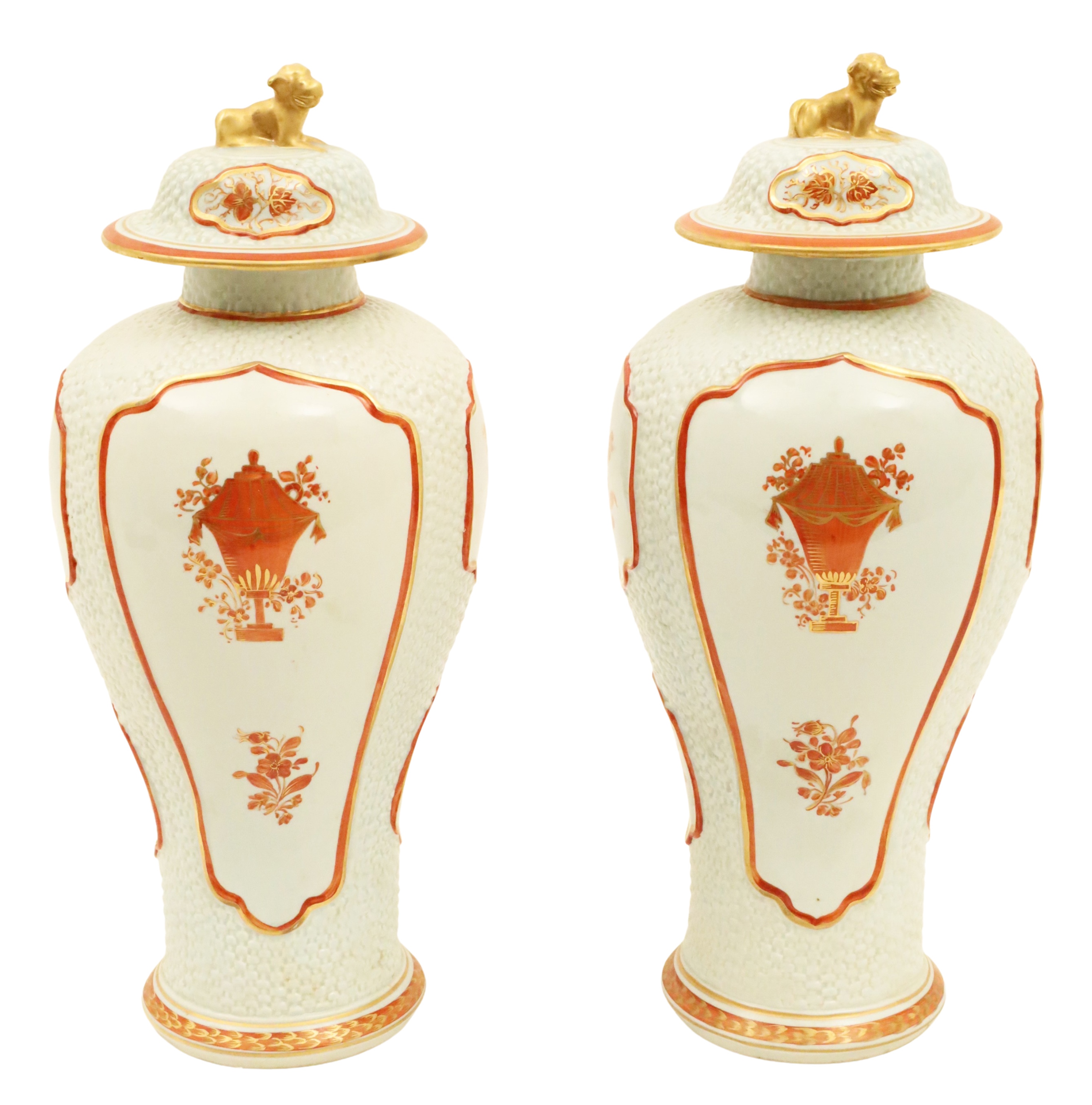 PR OF LOWESTOFT CAPPED VASES BY 2a57cf