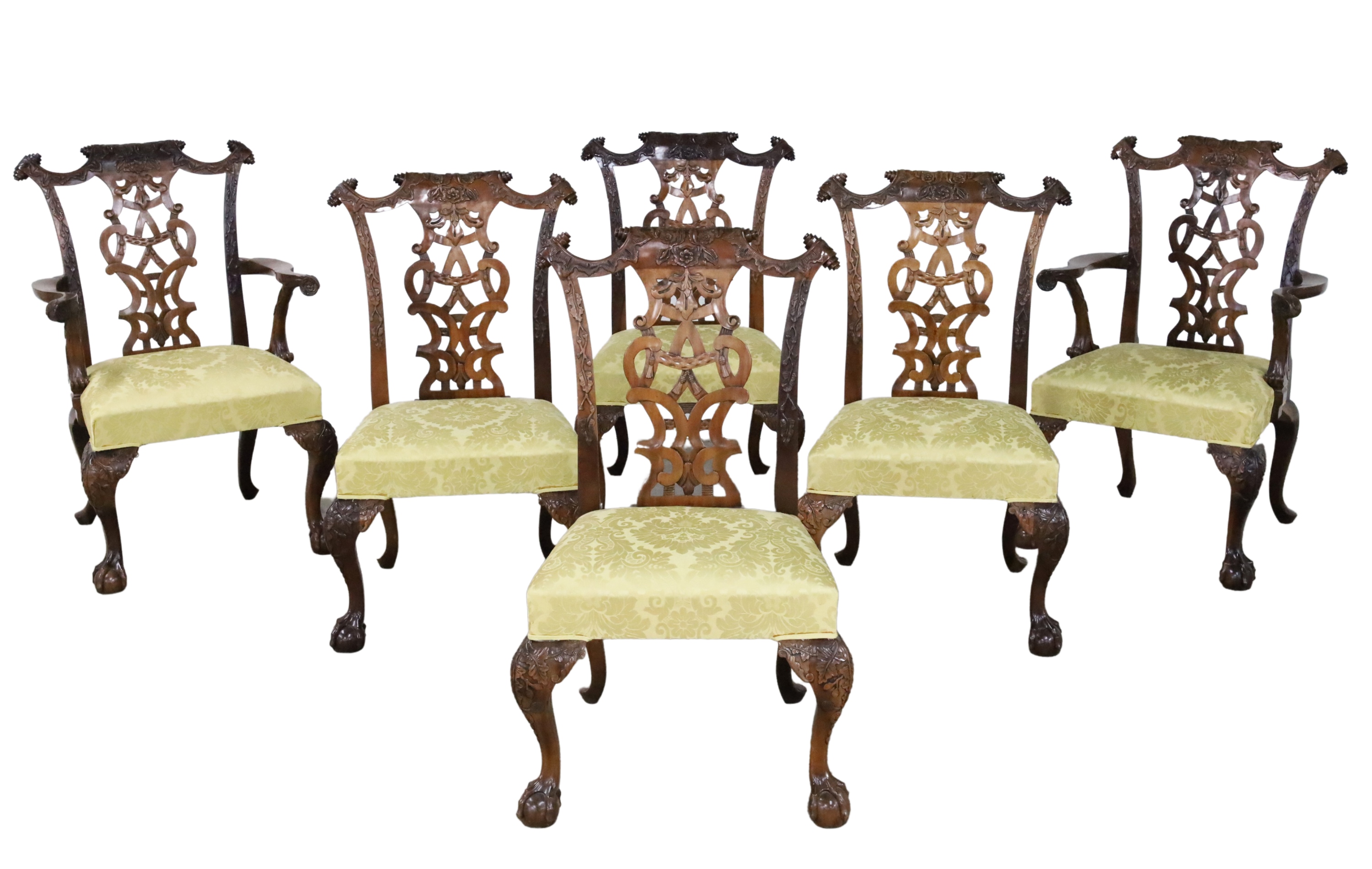 SET OF 6 CHIPPENDALE STYLE DINING 2a57da