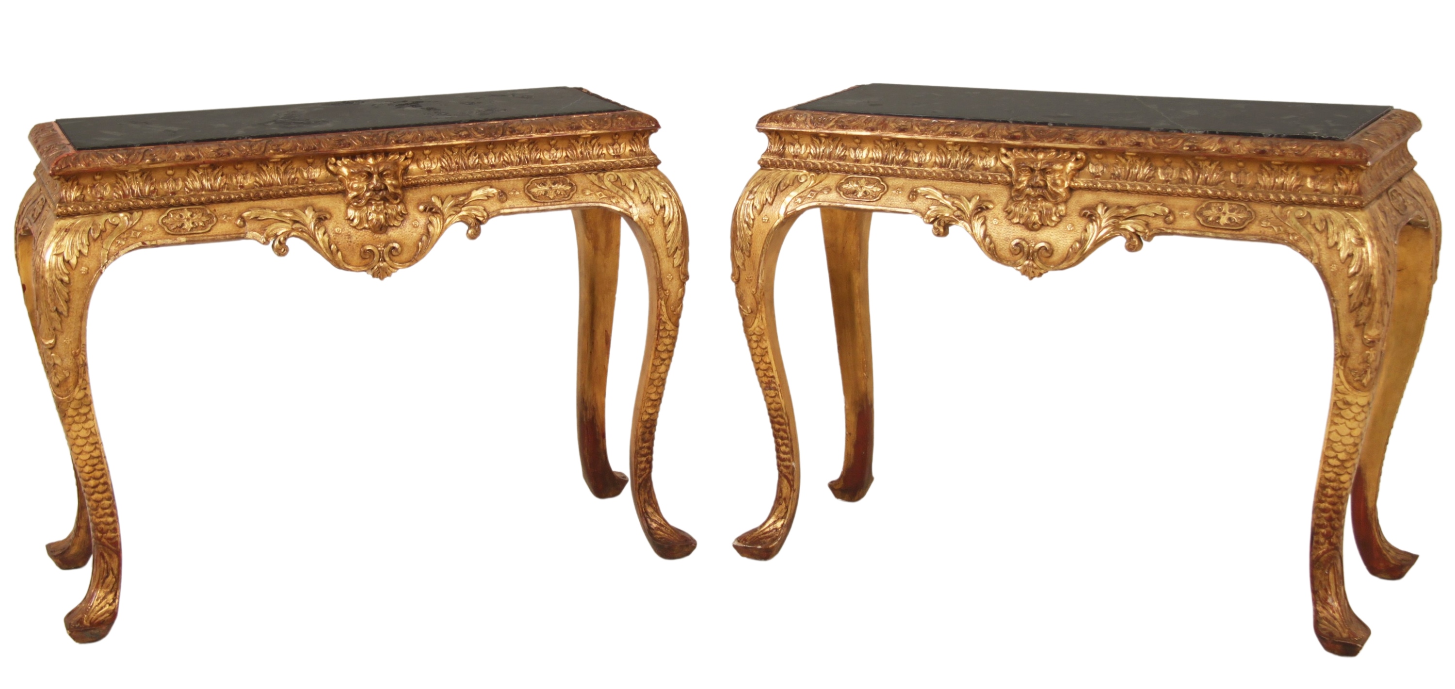 PR OF ENGLISH GILT WOOD M TOP CONSOLES 2a5824