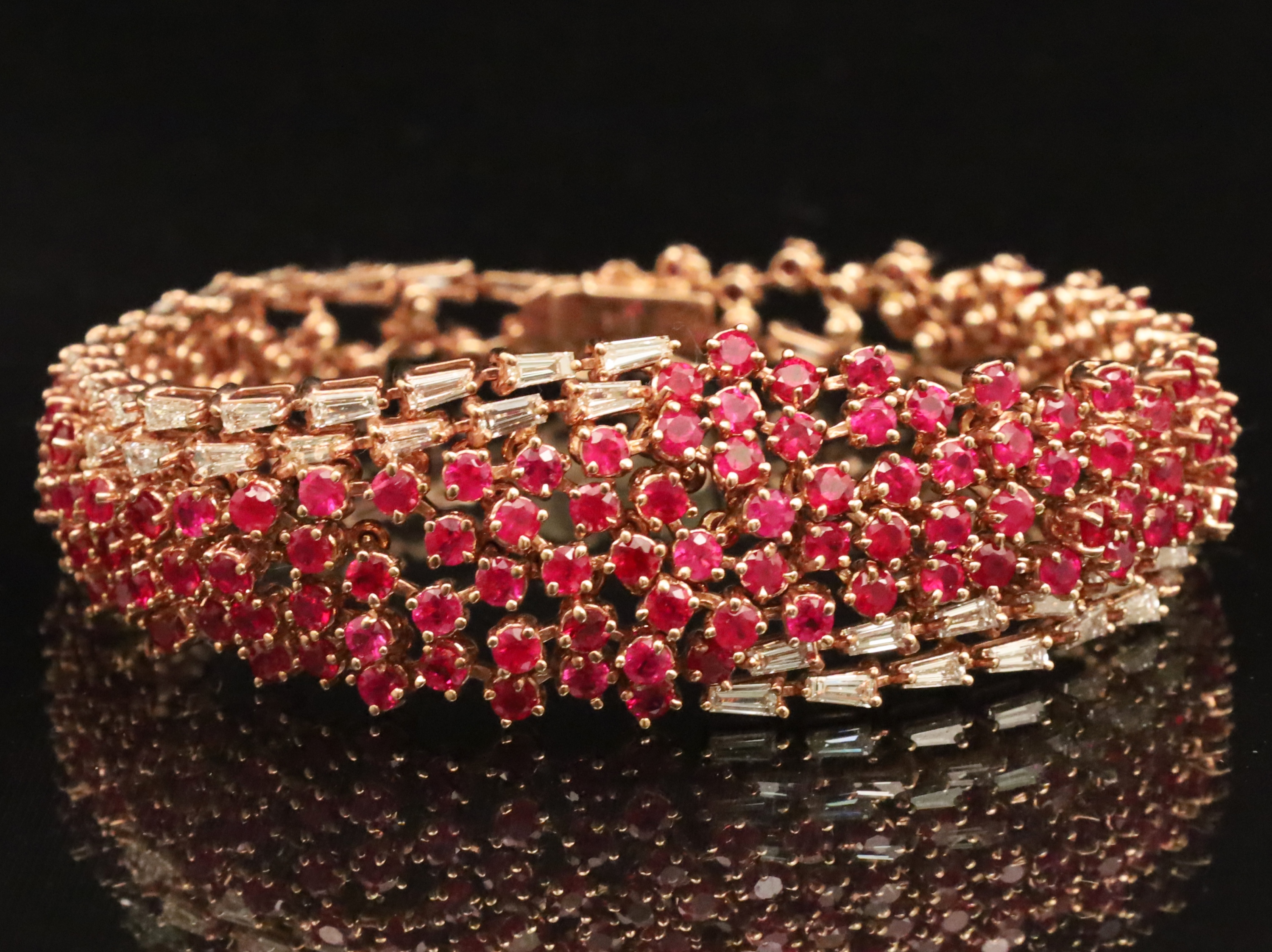 14K ROSE GOLD RUBY DIAMOND BRACELET 2a582d