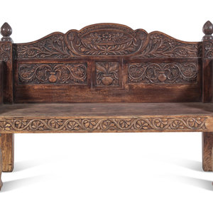 An Indian Carved Wood Bench 20th 2a5863