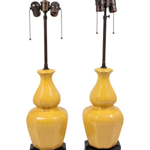 A Pair of Yellow Glazed Pottery