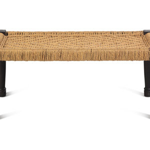 A Teakwood Woven Seat Bench
Height