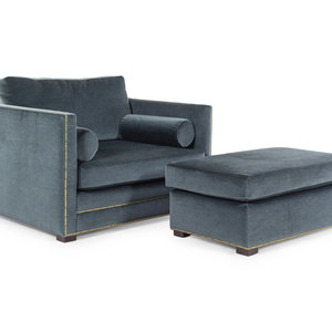 A Contemporary Velvet-Upholstered