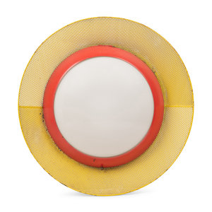 A French Yellow and Red Metal Plafonnier