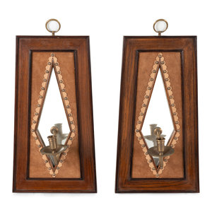 A Pair of Brass Mounted Suede-Inset