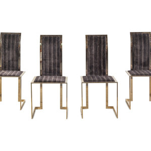 A Set of Four Brass Dining Chairs Height 2a5900