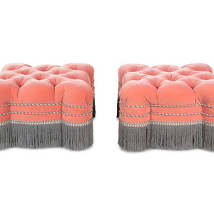 A Pair of Button Tufted Velvet