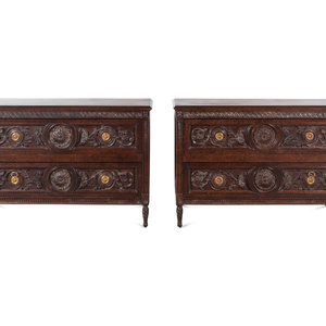 A Pair of Louis XVI Style Two-Drawer
