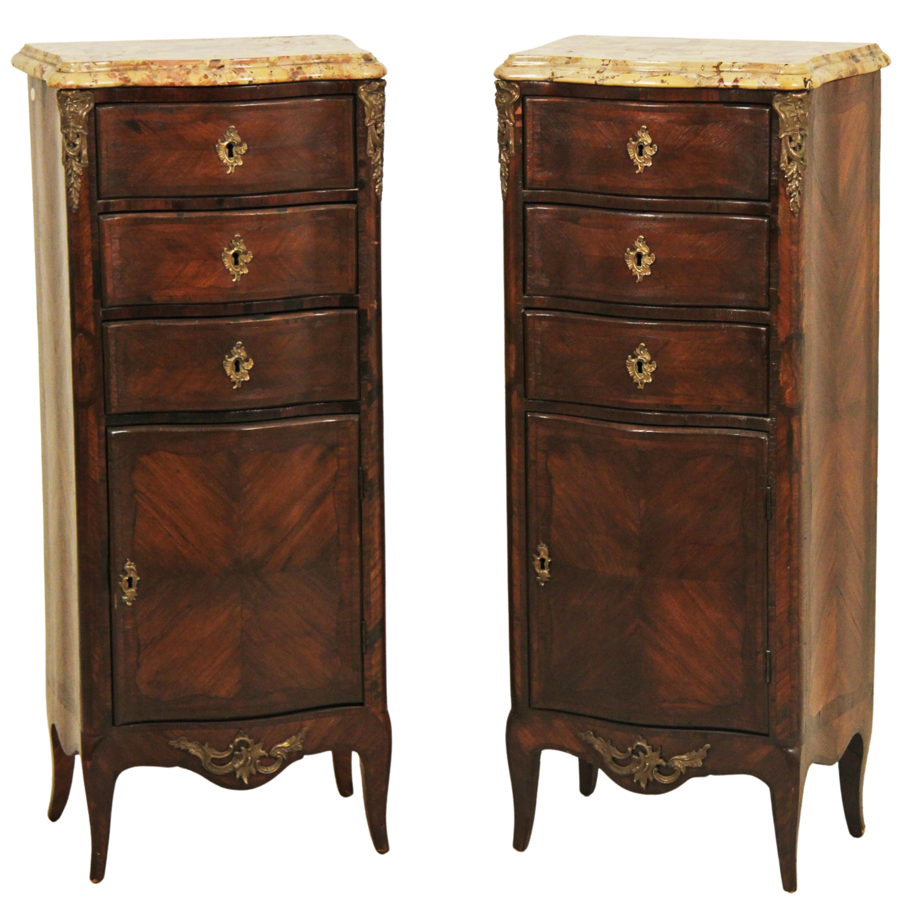 PR OF LOUIS XV STYLE M/TOP COMMODES