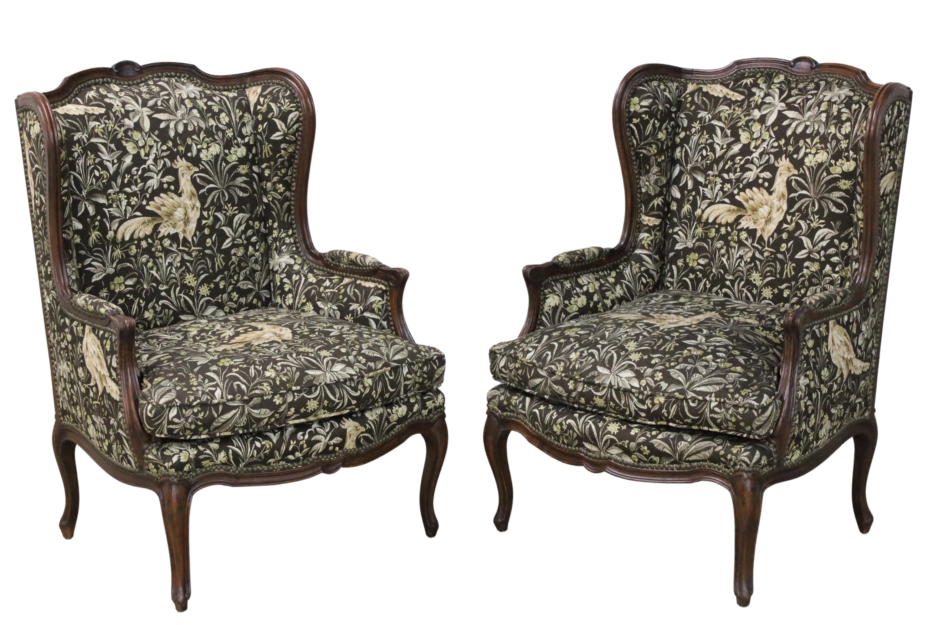 PAIR OF LOUIS XV STYLE WALNUT FAUTEUILS 2a5972