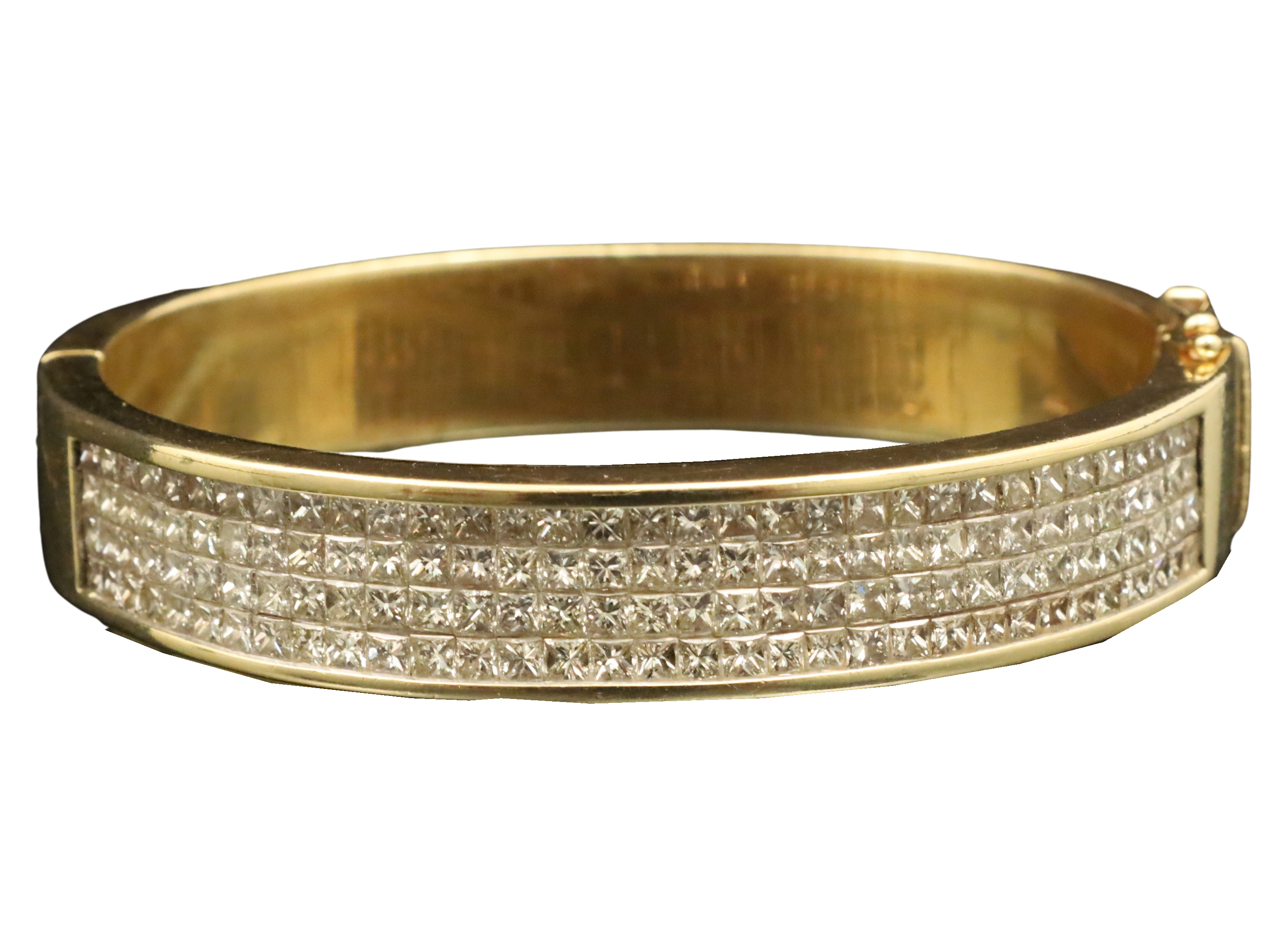 18K YG LADY'S DIAMOND BANGLE BRACELET;