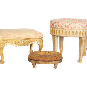 Three Continental Painted and Giltwood