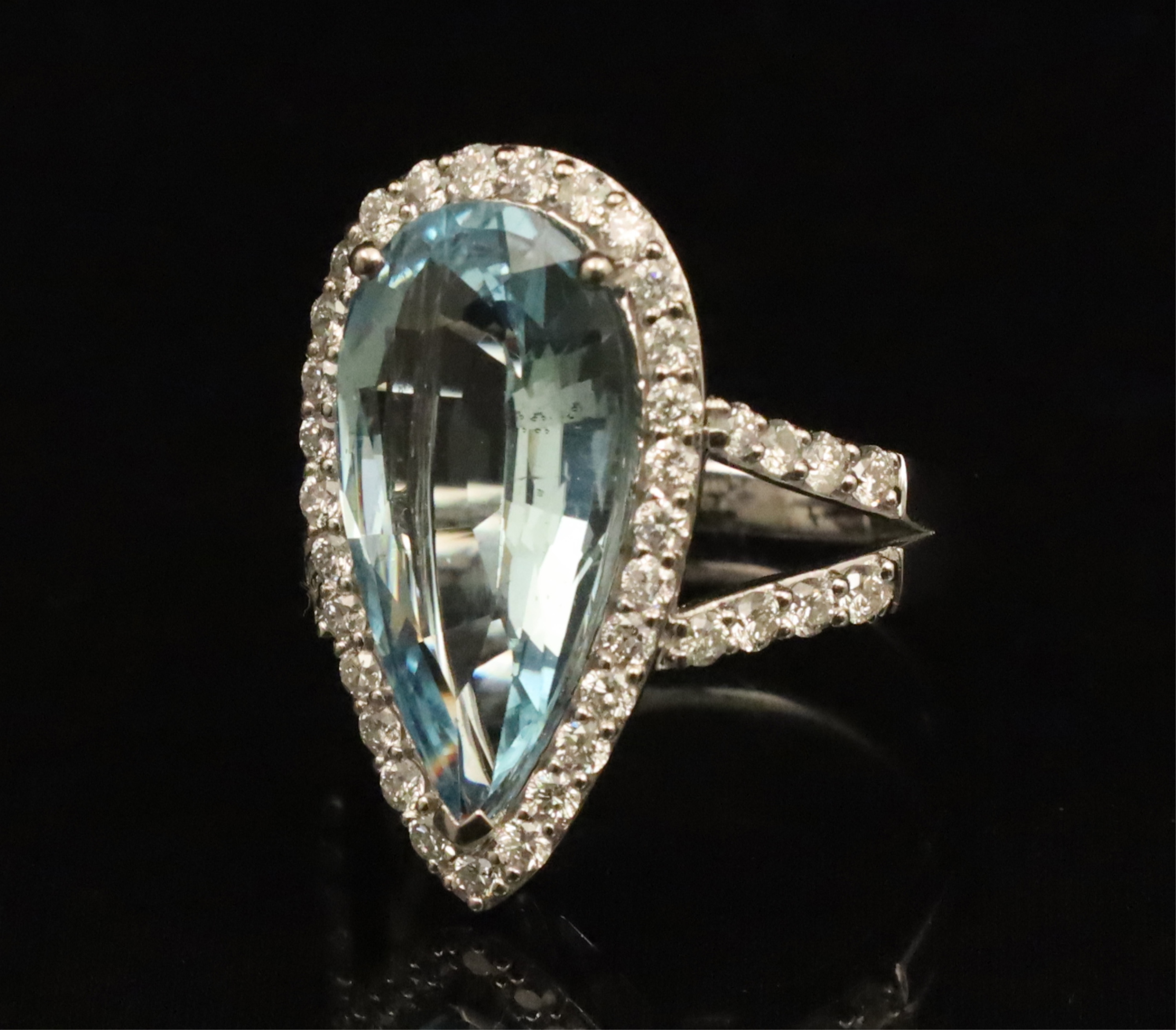 14K WHITE GOLD AQUAMARINE DIAMOND 2a59ea