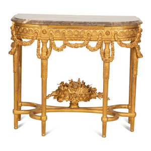 A Louis XVI Giltwood Marble Top