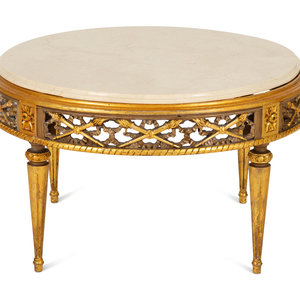 A Louis XVI Style Gilt Painted