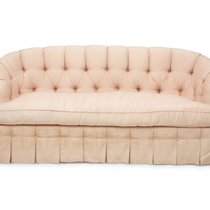 A Button-Tufted Silk Upholstered