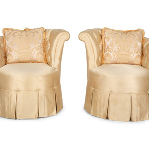 A Pair of Silk-Upholstered Asymmetrical