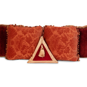 Six Five Red Silk and Velvet Pillows