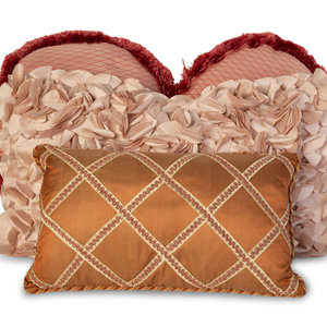 Four Pink Silk and Velvet Pillows
20th