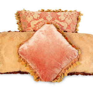 Four Pink Scalamandré Silk Damask