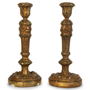 A Pair of Carved Giltwood Candlesticks 20th 2a5ae0