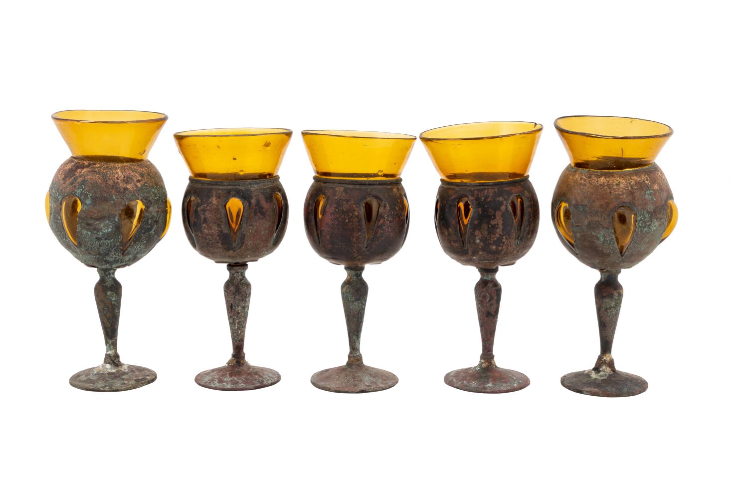 FIVE DERFLINGHER STYLE IRON & AMBER