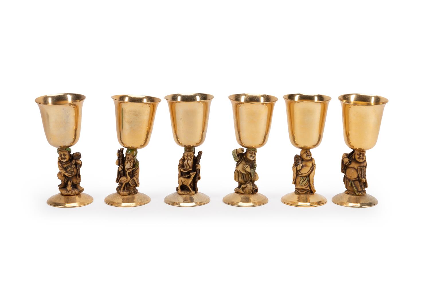 SIX CAROLE STUPELL FIGURAL GOLD TONE