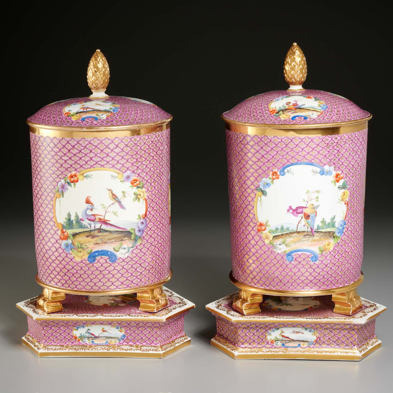 PAIR LARGE SEVRES STYLE JARS EX 2a5cf8