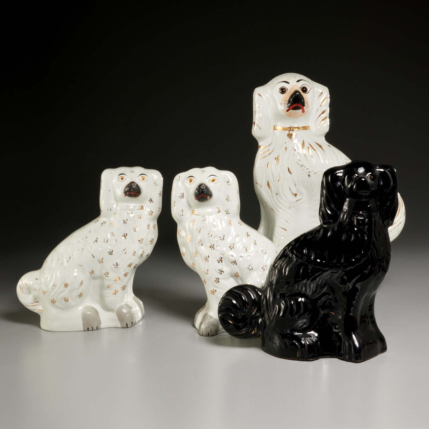  4 LARGE STAFFORDSHIRE DOGS 19th 2a5e05