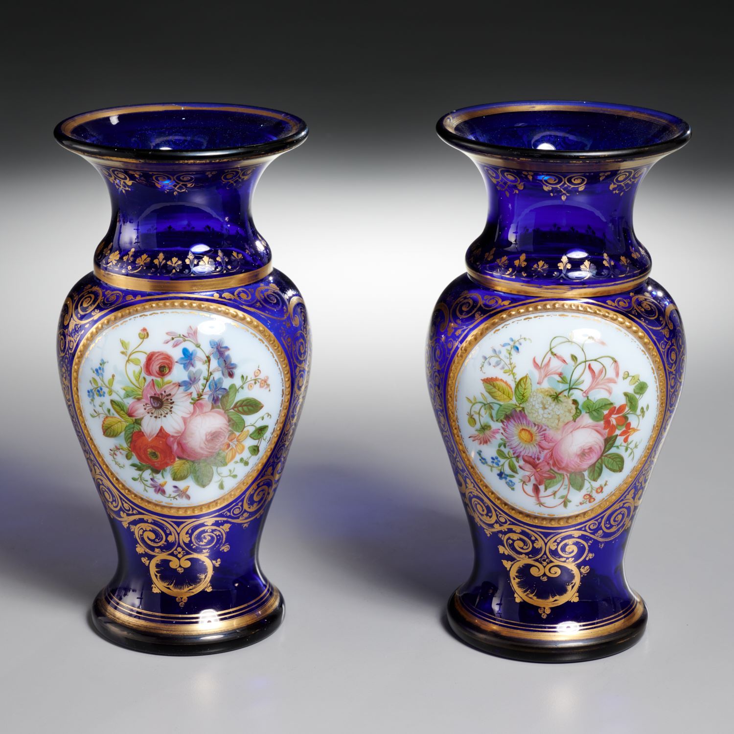 PAIR BACCARAT (ATTRIB.) DECORATED