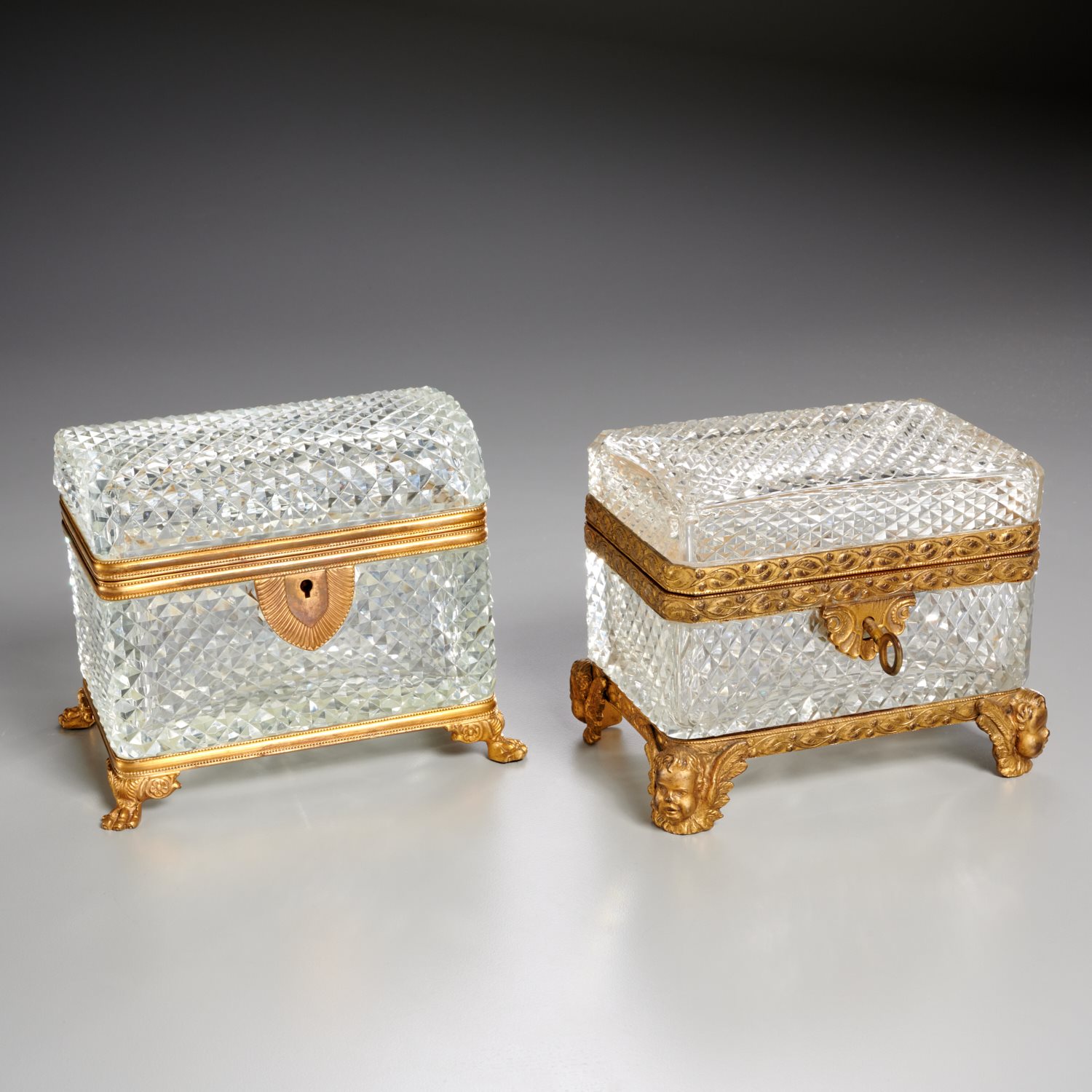  2 FRENCH CUT CRYSTAL JEWEL CASKETS 2a5e83