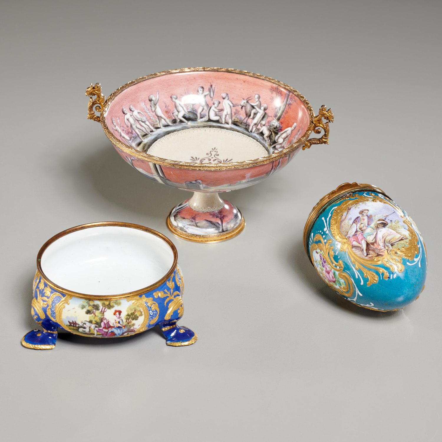  3 EUROPEAN MINIATURE ENAMEL OBJECTS 2a5e96