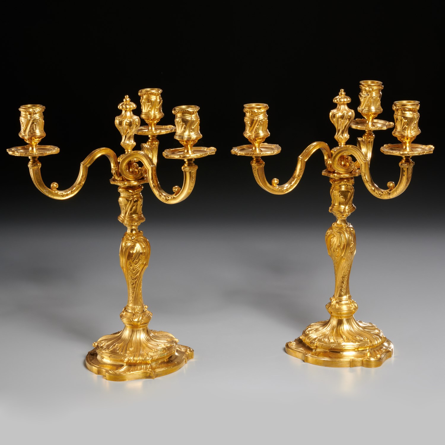 LOUIS XV STYLE ORMOLU CANDELABRA