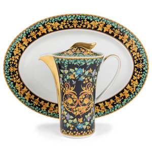 A Versace Gold Ivy Porcelain Coffee