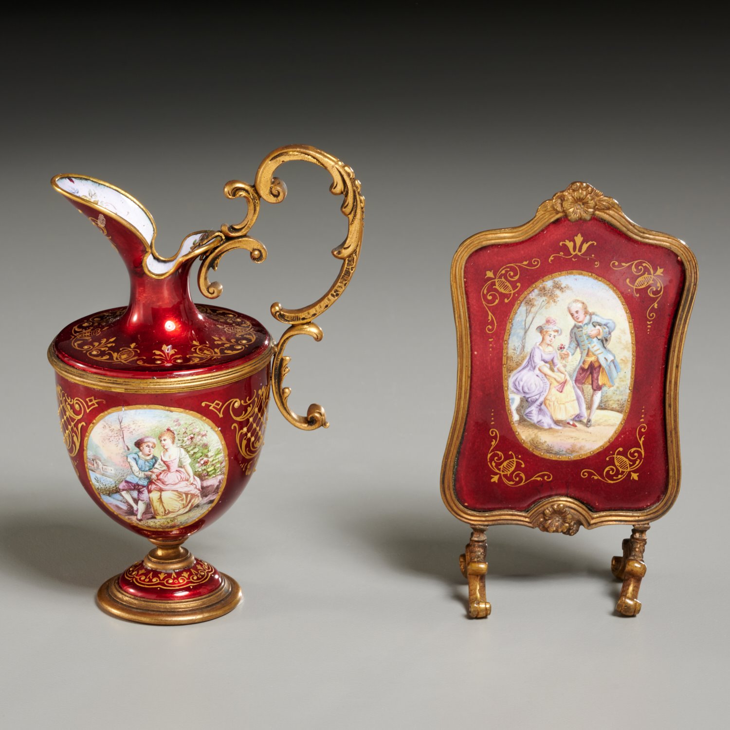 CONTINENTAL MINIATURE GILT ENAMEL 2a5ea5