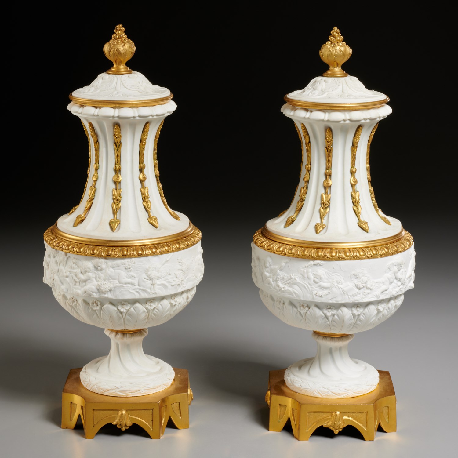 PAIR SEVRES ORMOLU MOUNTED BISQUE